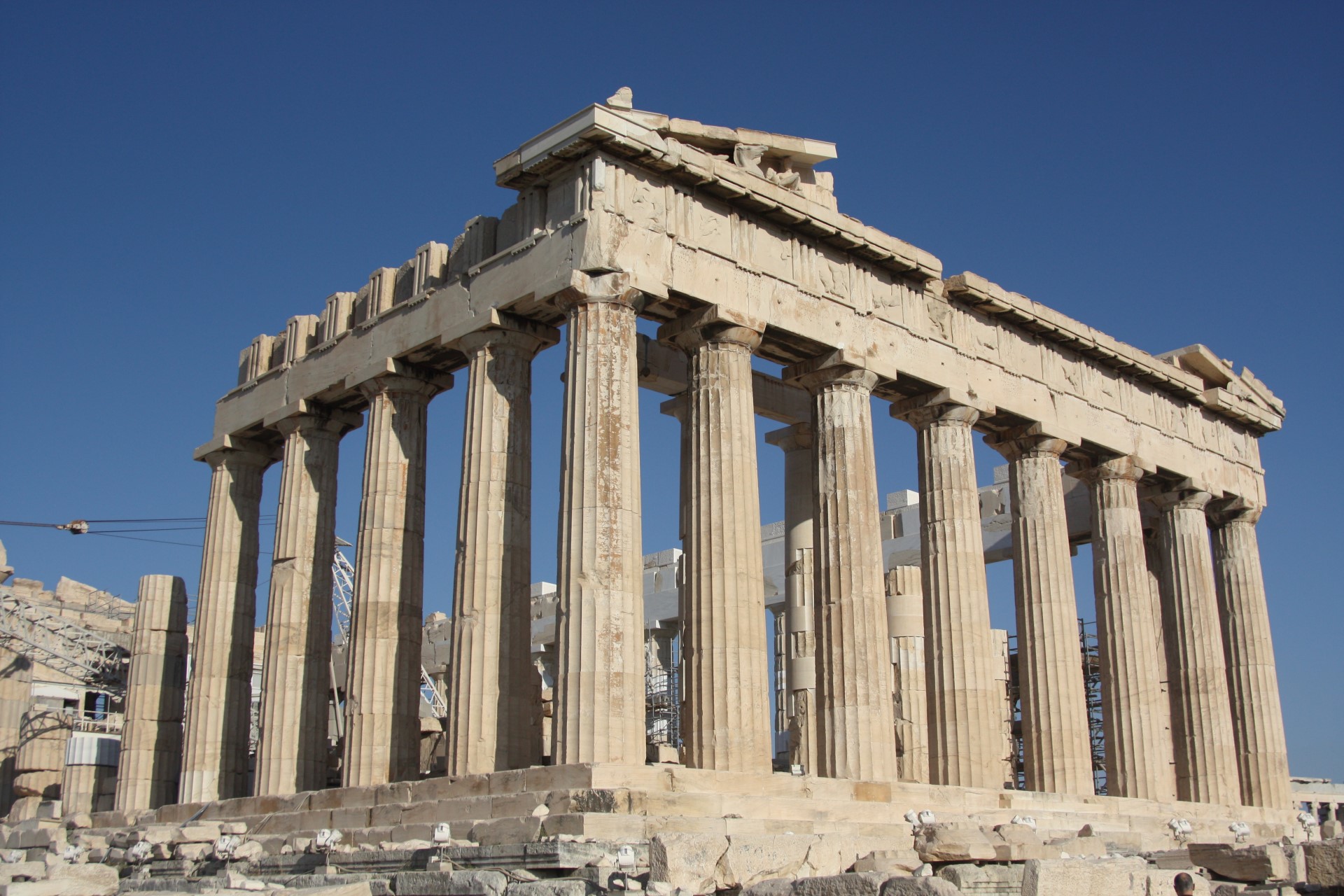 the parthenon, atop the acropolis in athens